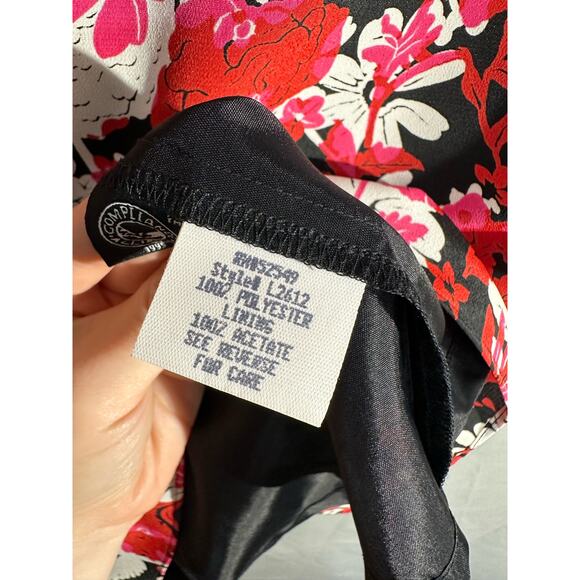 90s Vintage Dress Womens 4 Black Mini Red Floral Laundry Shelli Segal - Picture 7 of 10